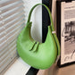Crescent Bag Faux Leather with Zip and Silver-Tone Hardware