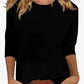 Smooth Solid Knit Crew Neck Top