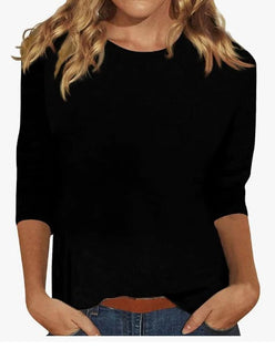 Smooth Solid Knit Crew Neck Top