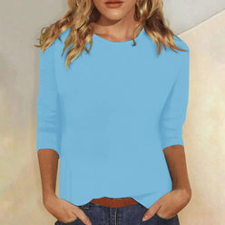 Smooth Solid Knit Crew Neck Top