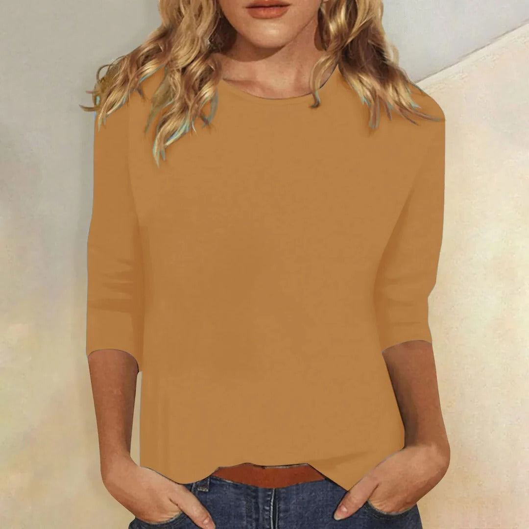Smooth Solid Knit Crew Neck Top