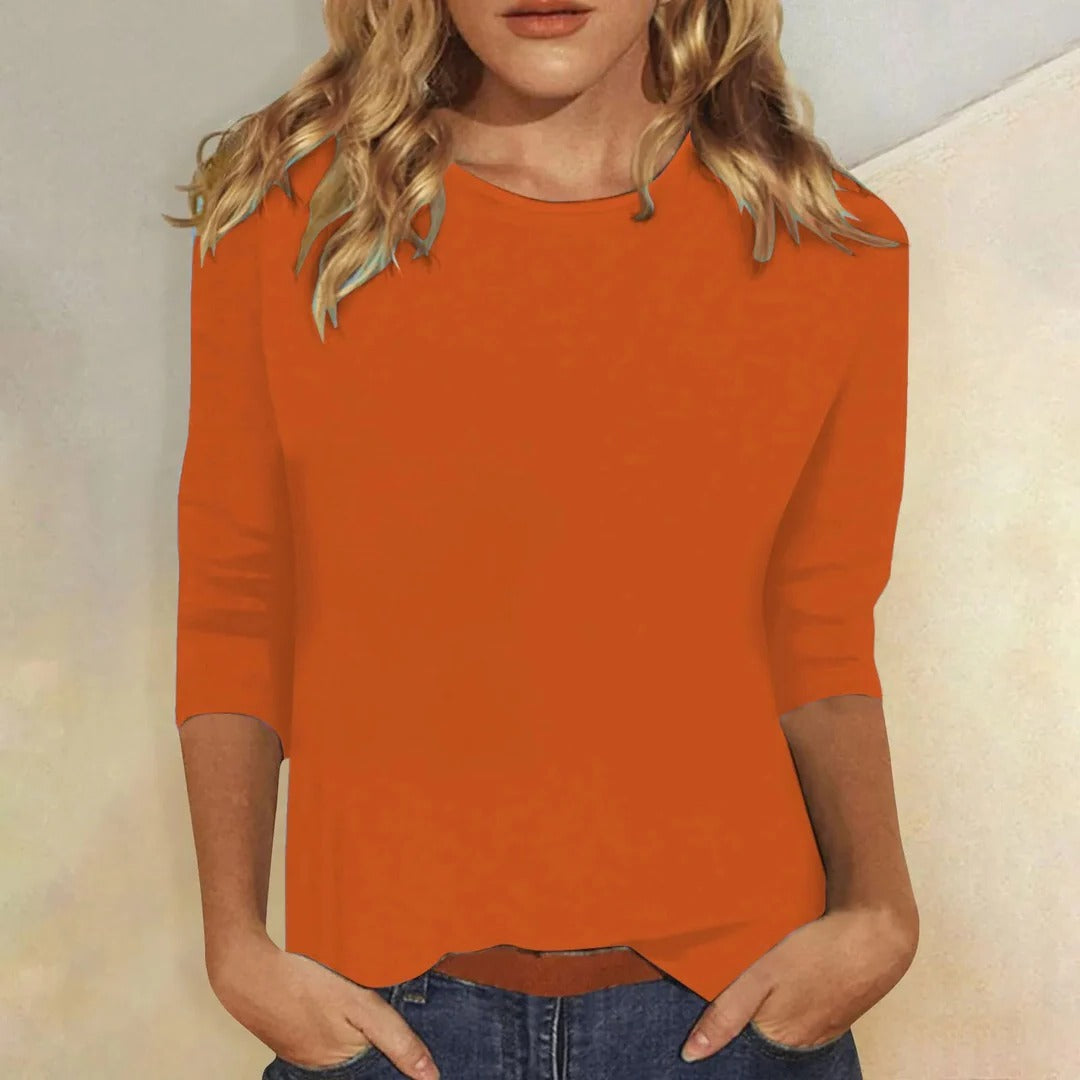 Smooth Solid Knit Crew Neck Top