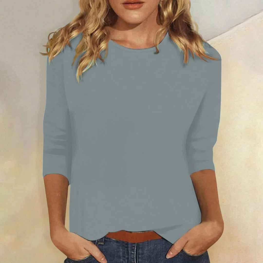 Smooth Solid Knit Crew Neck Top