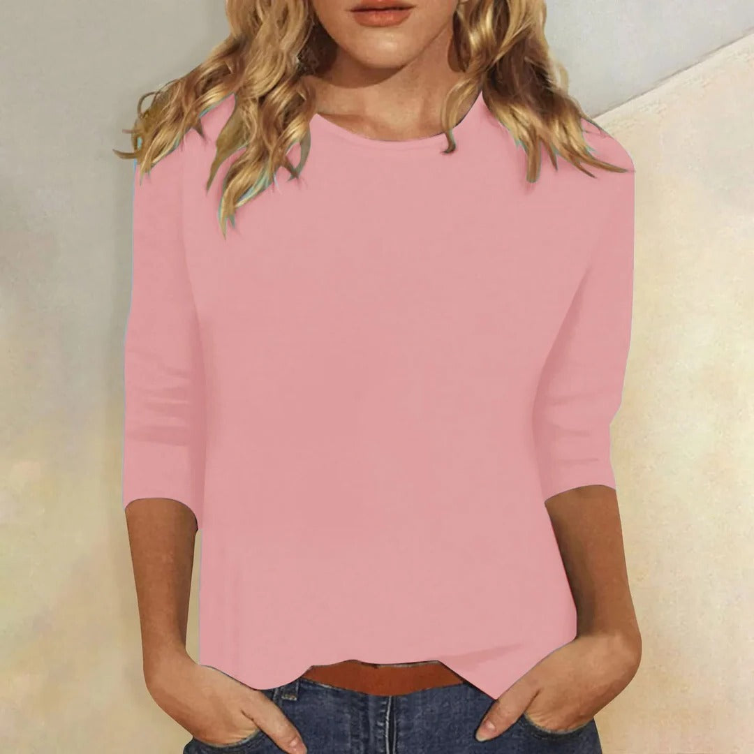 Smooth Solid Knit Crew Neck Top