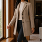 Coat Wool Blend Tailored Fitted Flared with Notched Lapels