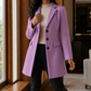 Coat Wool Blend Tailored Fitted Flared with Notched Lapels