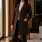 Coat Wool Blend Tailored Fitted Flared with Notched Lapels