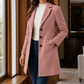 Coat Wool Blend Tailored Fitted Flared with Notched Lapels