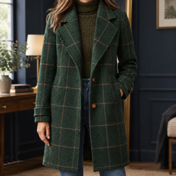Jacket Polyester Windowpane Check Relaxed with Notch Lapels