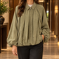 Balloon Jacket Polyester Batwing with Pointed Collar and Full Zip