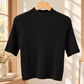 Finely Ribbed Lightweight Mock Neck Top