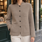 Jacket Wool Stand Collar with Five-Button Front and Patch Pockets