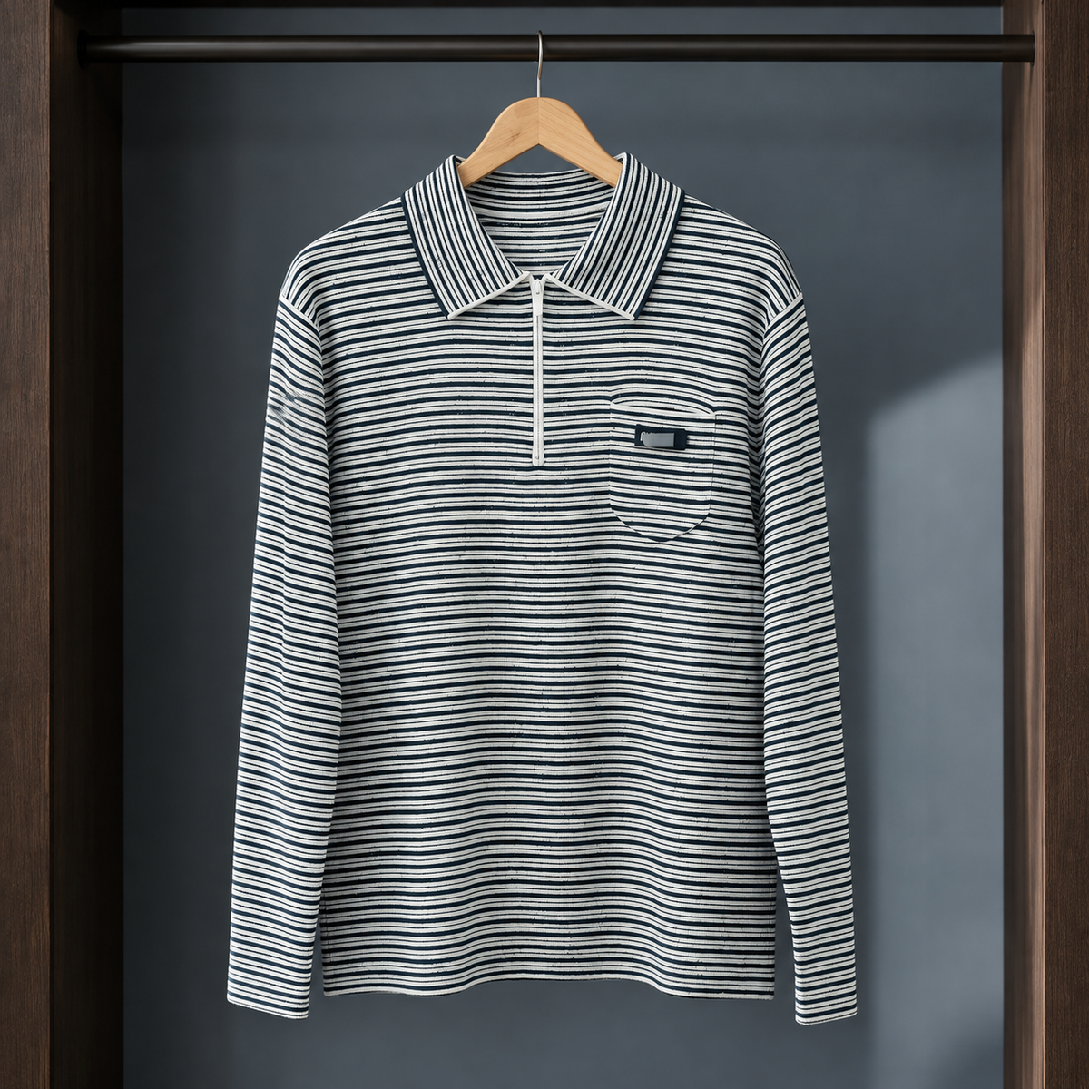 Striped Polo Collar Jumper