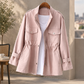 Utility Jacket Cotton Blend with Stand Collar, Epaulettes and Drawcord