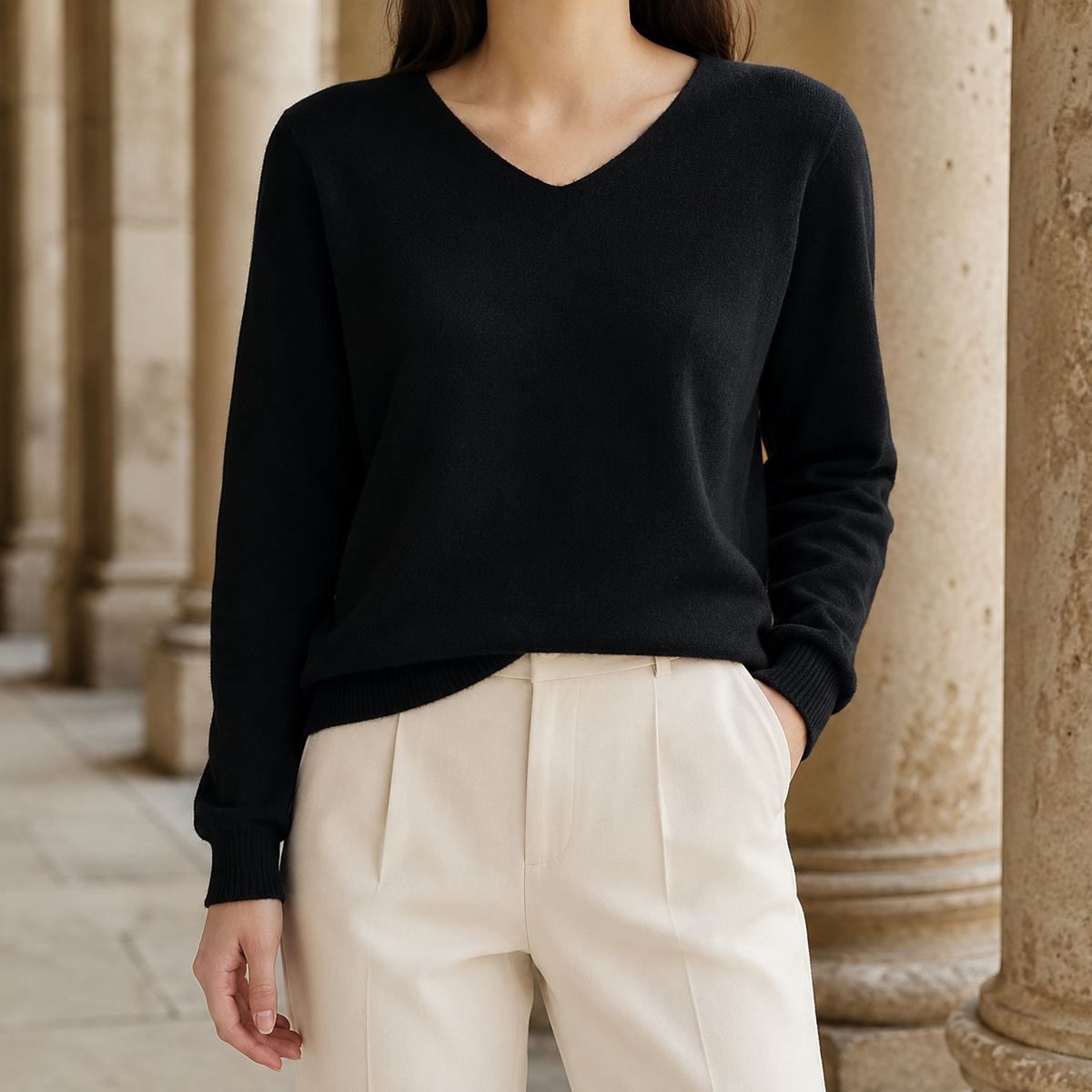 Fine Wool V-Neck Jumper