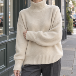 Relaxed Roll Neck Jumper with Generous Sleeves