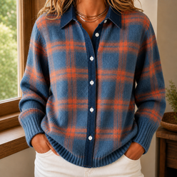 Plaid Knit Cardigan