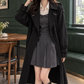 Overcoat Polyester Double-Breasted Longline with Buckled Cuff Straps