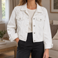 Denim Jacket Relaxed Waist-Length with Pearl Embellishments