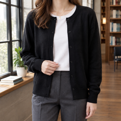 Soft Knit Button-Front Cardigan, Relaxed Fit