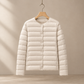 Quilted Jacket Lightweight Down Slim with Round Neck and Welt Pockets