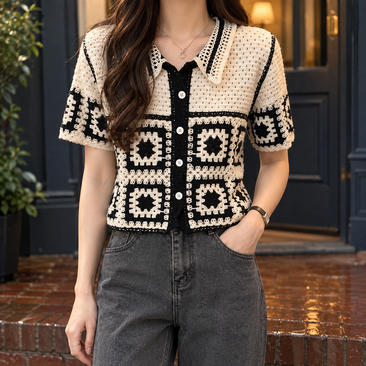 Geometric Crochet Cardigan