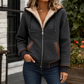 Quilted Jacket Polyester Hooded with Sherpa Lining and Full Zip