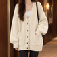 Chunky Ribbed Cardigan with Dropped Shoulders