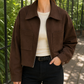 Utility Jacket Polyester Cropped with Zip Front and Chest Pockets
