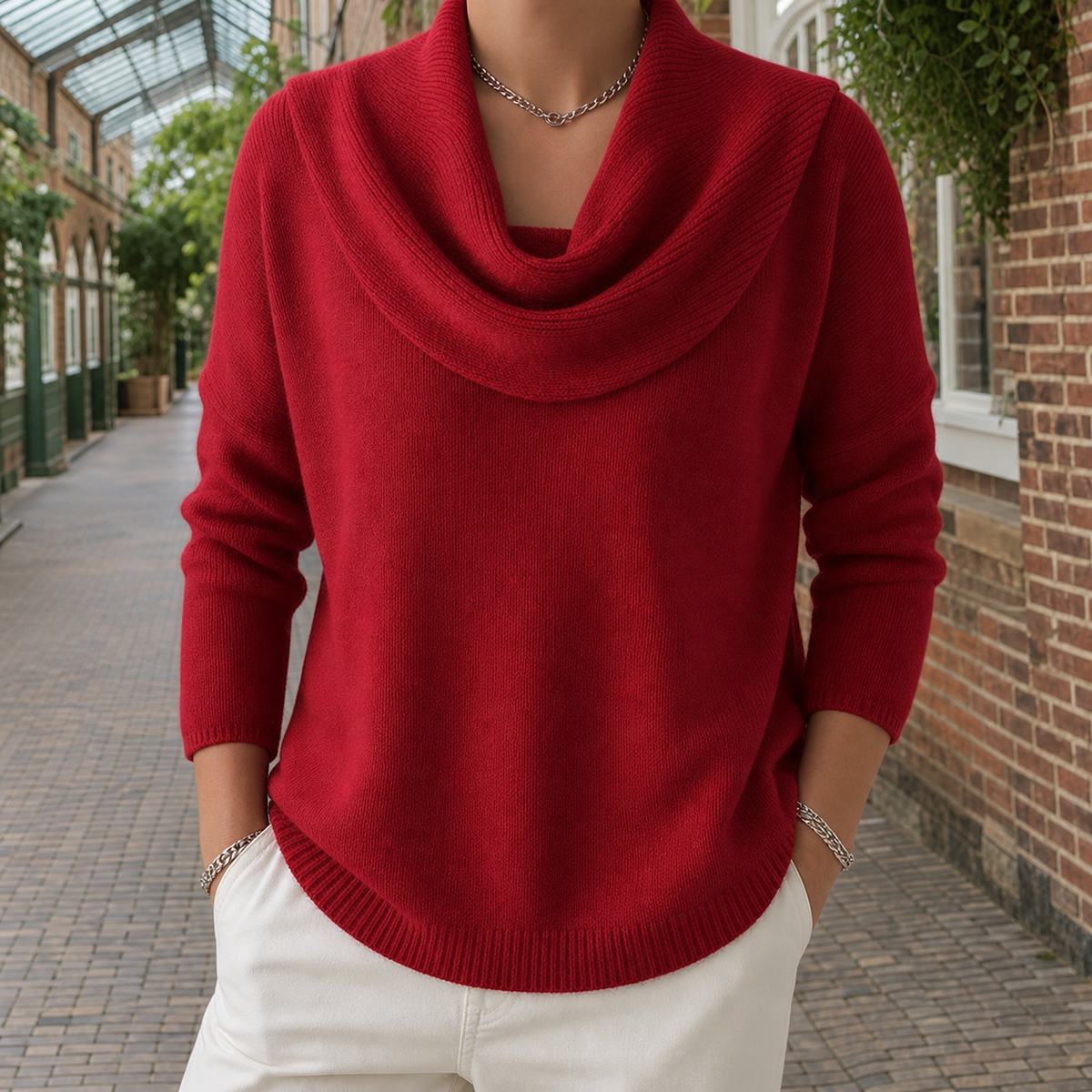 Cowl Neck Jumper with Dropped Shoulders