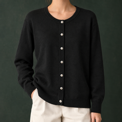 Smooth Soft Knit Round Neck Cardigan
