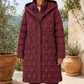 Puffer Jacket Polyester Longline with Geometric Quilting and Hood