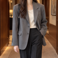 Blazer Polyester Short Tailored with Notched Lapels and Two Buttons