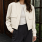 Utility Jacket Polyester Cropped with Snap Front and Flap Pockets