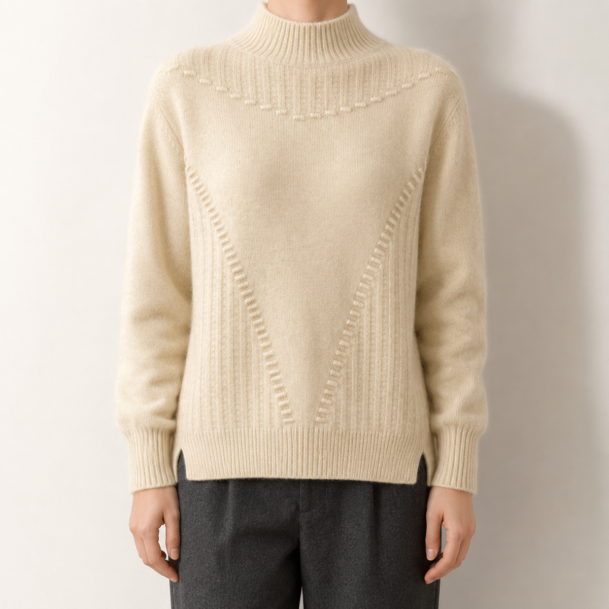 Mock Neck Textured Knit Jumper
