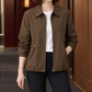 Zip Jacket Polyester with Pointed Collar, Drawcord Hem and Hip Pockets