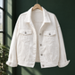 Denim Jacket Cotton Blend Relaxed with Four Pockets and Turned Cuffs
