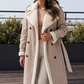 Coat Polyester Belted Longline with Plush Contrast Trim