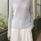 Linen-Blend Openwork Jumper