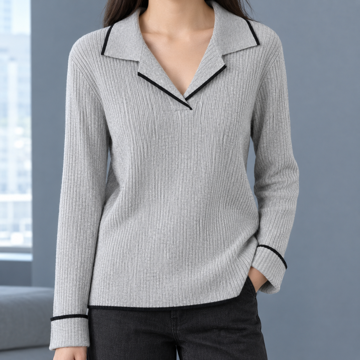Contrast Collar Jumper