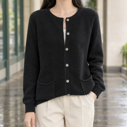 Cardigan with Curved Patch Pockets