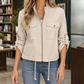 Utility Jacket Polyester Waist-Length with Zip Front and Roll Tabs