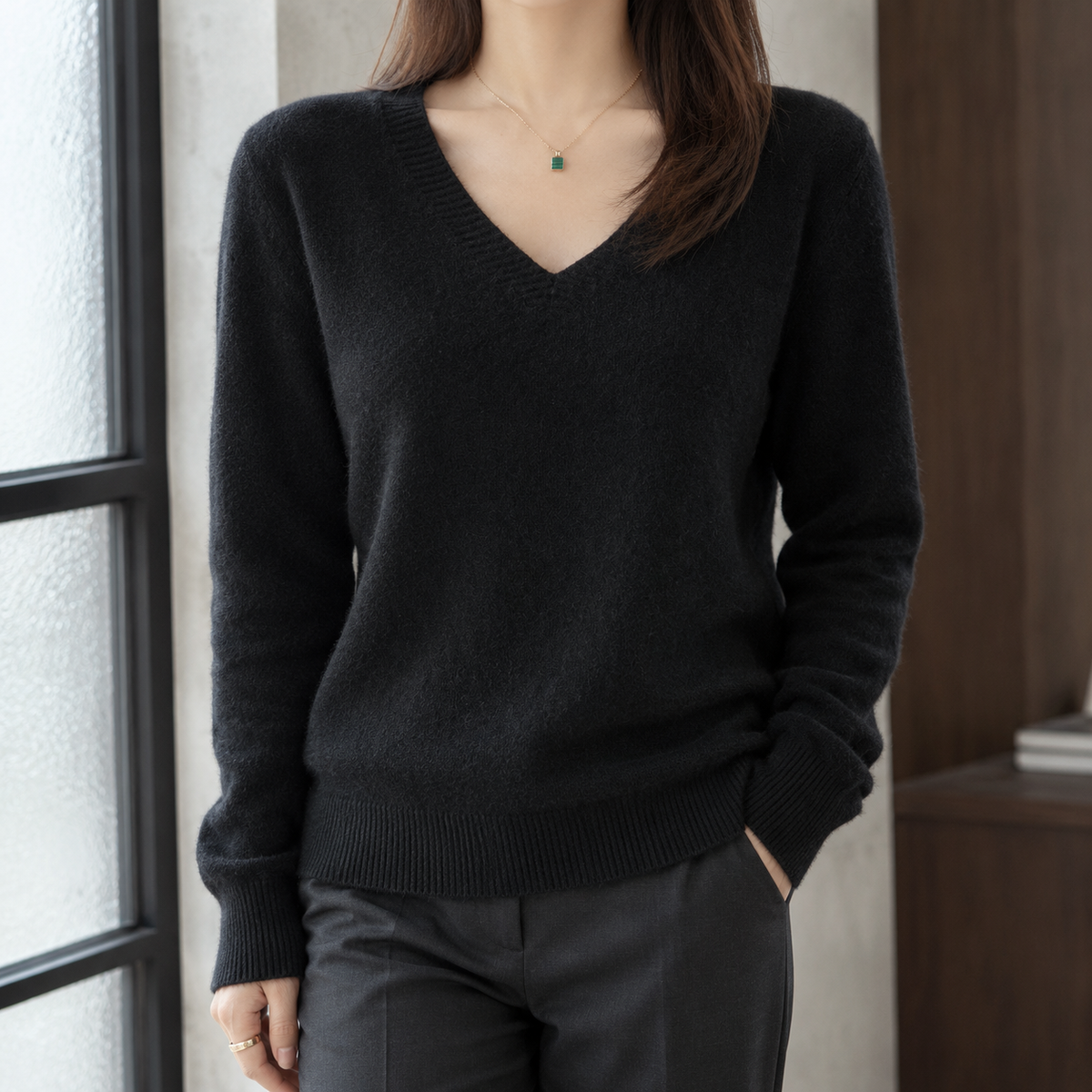 Soft Knit Relaxed V-Neck Jumper