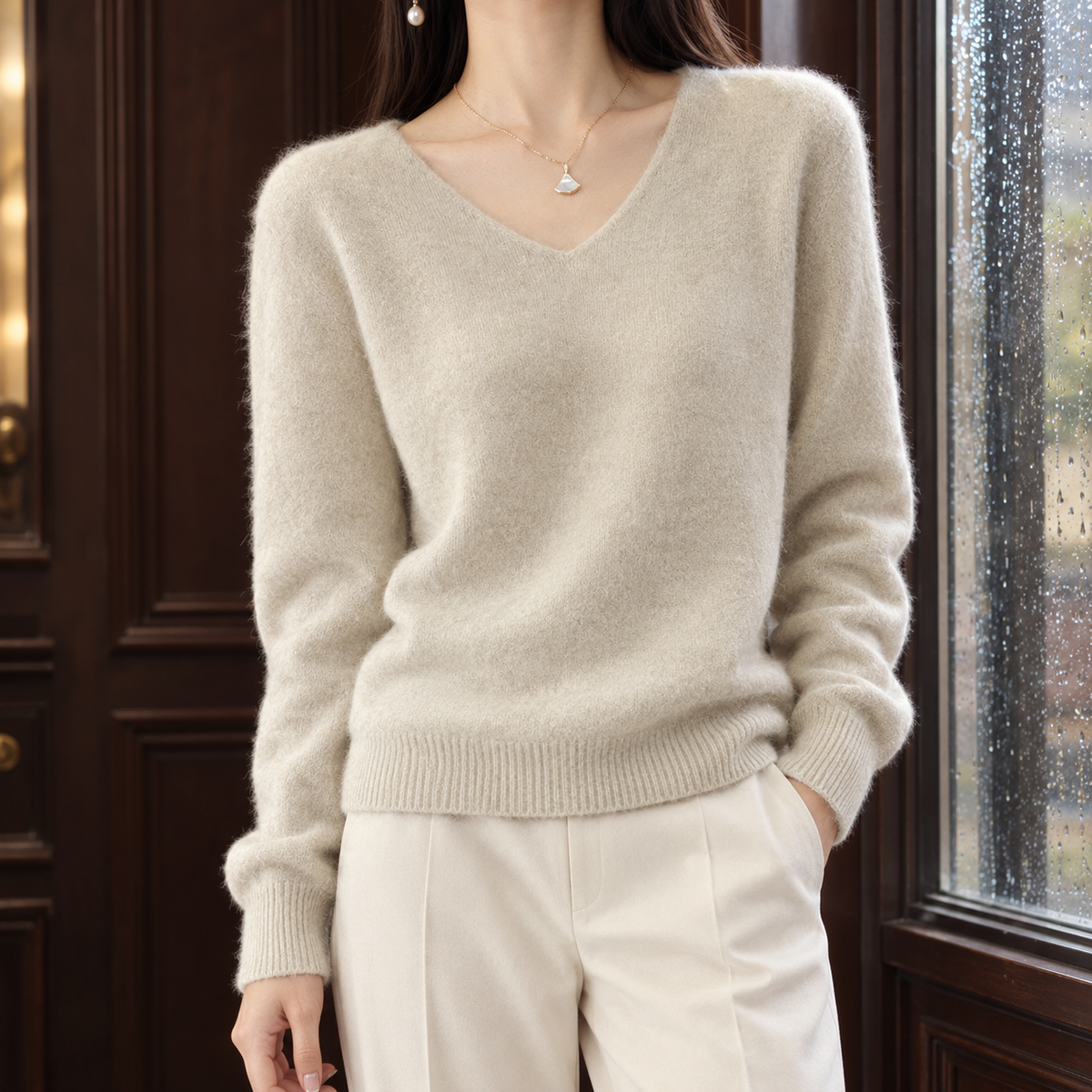 Pure Wool V-Neck Jumper
