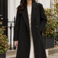 Coat Polyester Double-Breasted Relaxed Longline with Wide Lapels