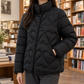 Quilted Jacket Duck Down Filled with Heart Quilting and Stand Collar