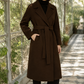 Overcoat Wool Blend Belted Longline with Classic Notched Lapels