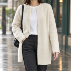 Brushed Cotton-Blend Longline Cardigan