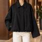 Blouson Jacket Faux Suede with Concealed Zip and Gathered Hem