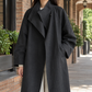 Overcoat Polyester Relaxed Longline with Sculptural Stand Collar